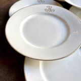 6 monogrammed Paris porcelain dinner plates