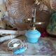 Old lamp base in blue opaline and brass