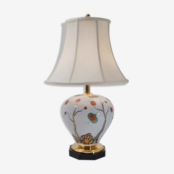Lampe en porcelaine chinoiserie au litchi Giulia Mangani  années 1950 ca, italienne