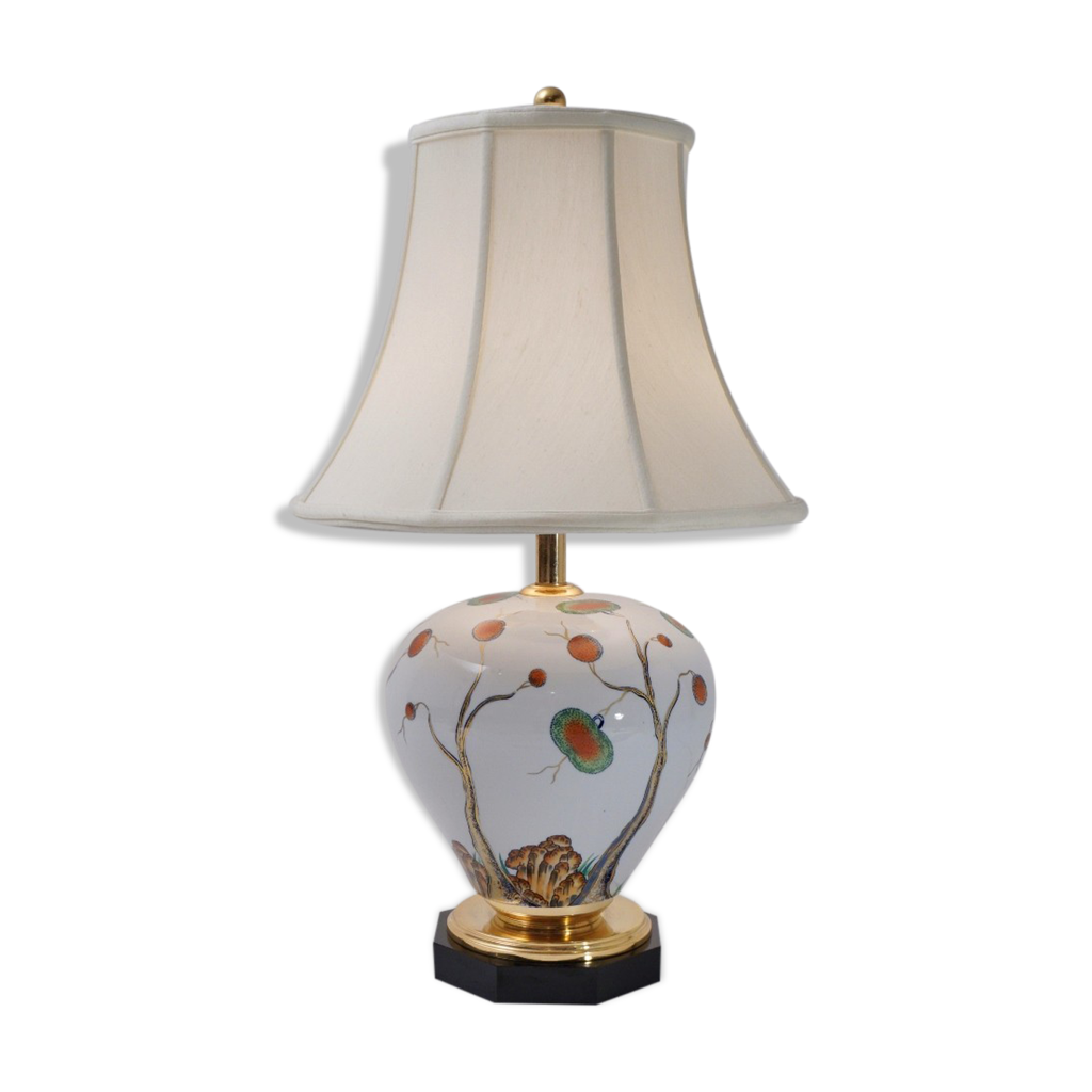 Giulia Mangani porcelain lamp chinoiserie with lychee, 1950`s ca