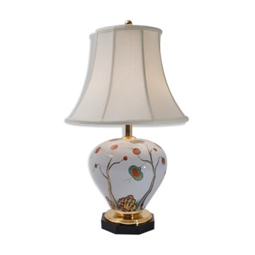 Lampe en porcelaine de Giulia Mangani, chinoiserie avec litchi, années 1950 environ, italienne