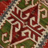5x11 Kilim Red & Blue Geometric Vintage Rug, 168x342Cm
