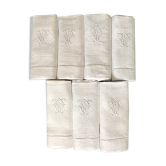 7 damask and monogrammed napkins