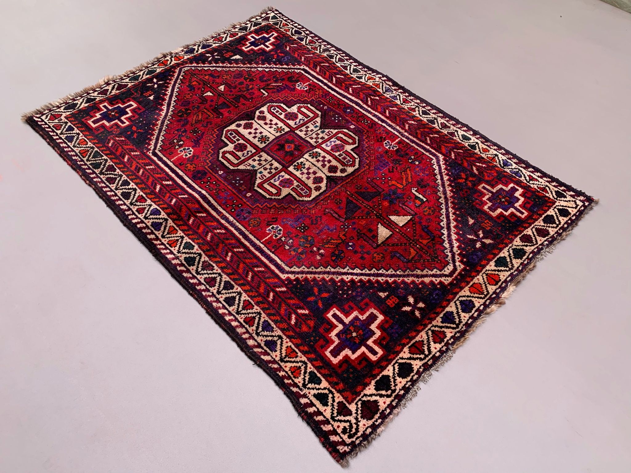 Vintage tribal rug 160x117 cm wool oriental handmade rug red, medium