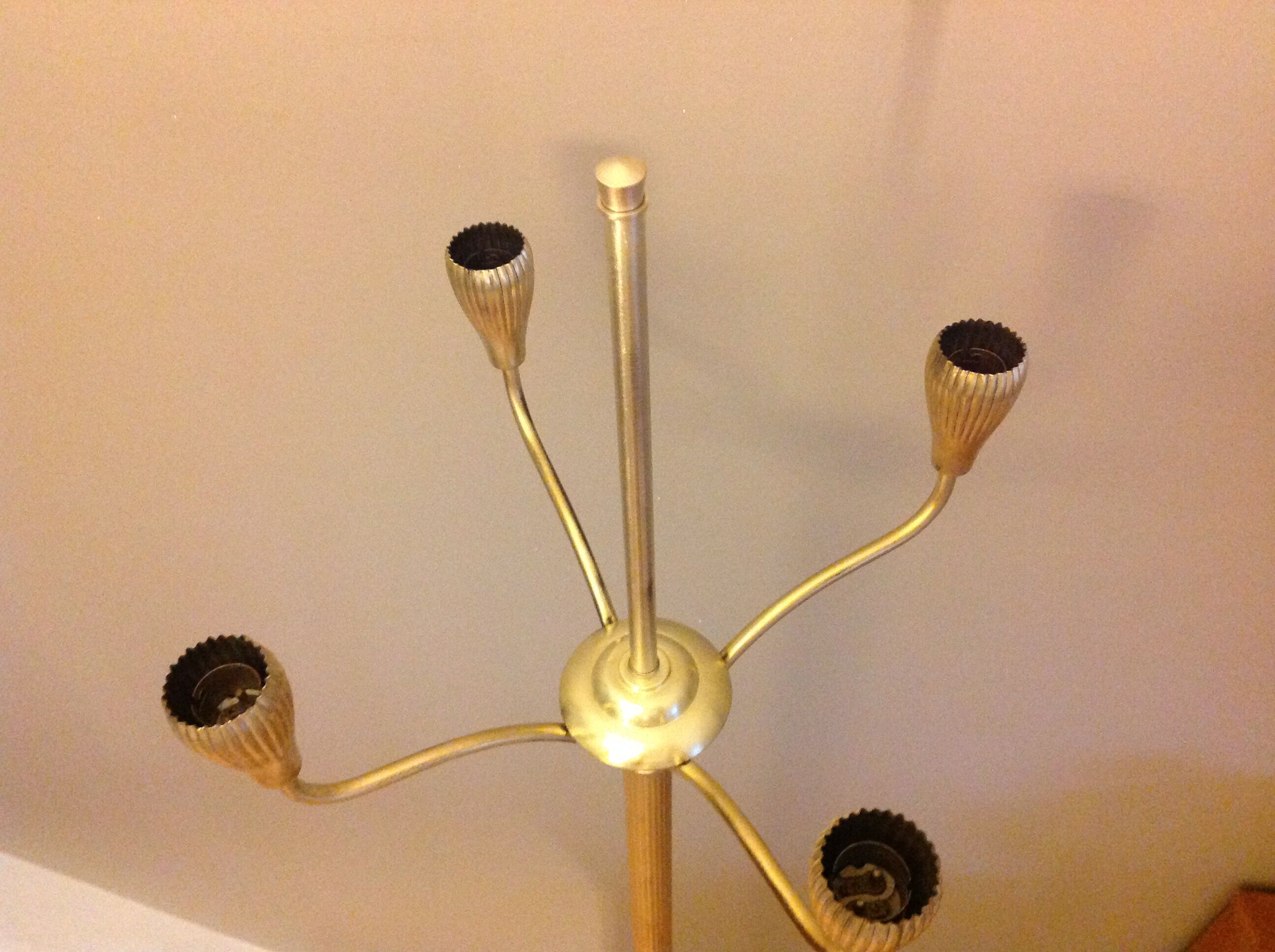 Four-fire retro brushed brass lamppost, 30-40s