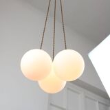 Mid-Century Italian Brass & Opaline Cluster of Lamps