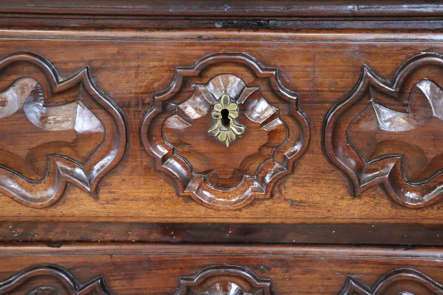 Antique Carved Walnut Chest of Drawers, 17th Century