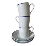 Set of 3 Jammet Seignolles coffee cups and bowls in Limoges model ROYAN