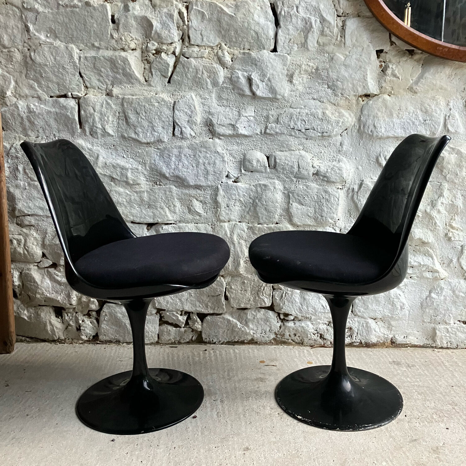 Pair of black Tulip chairs
