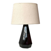 Vintage 70s black ceramic living room lamp
