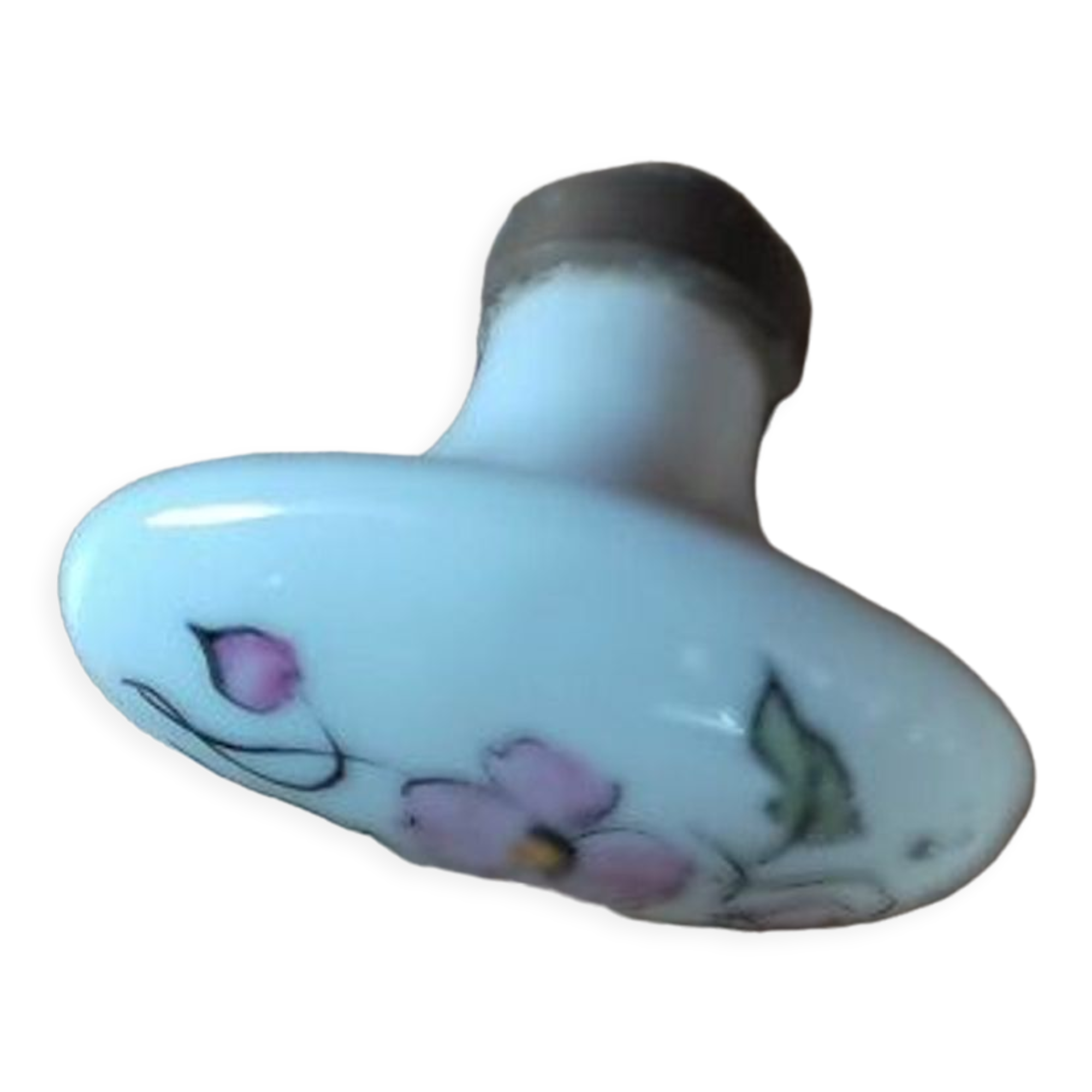 Handle button holder porcelain flowers