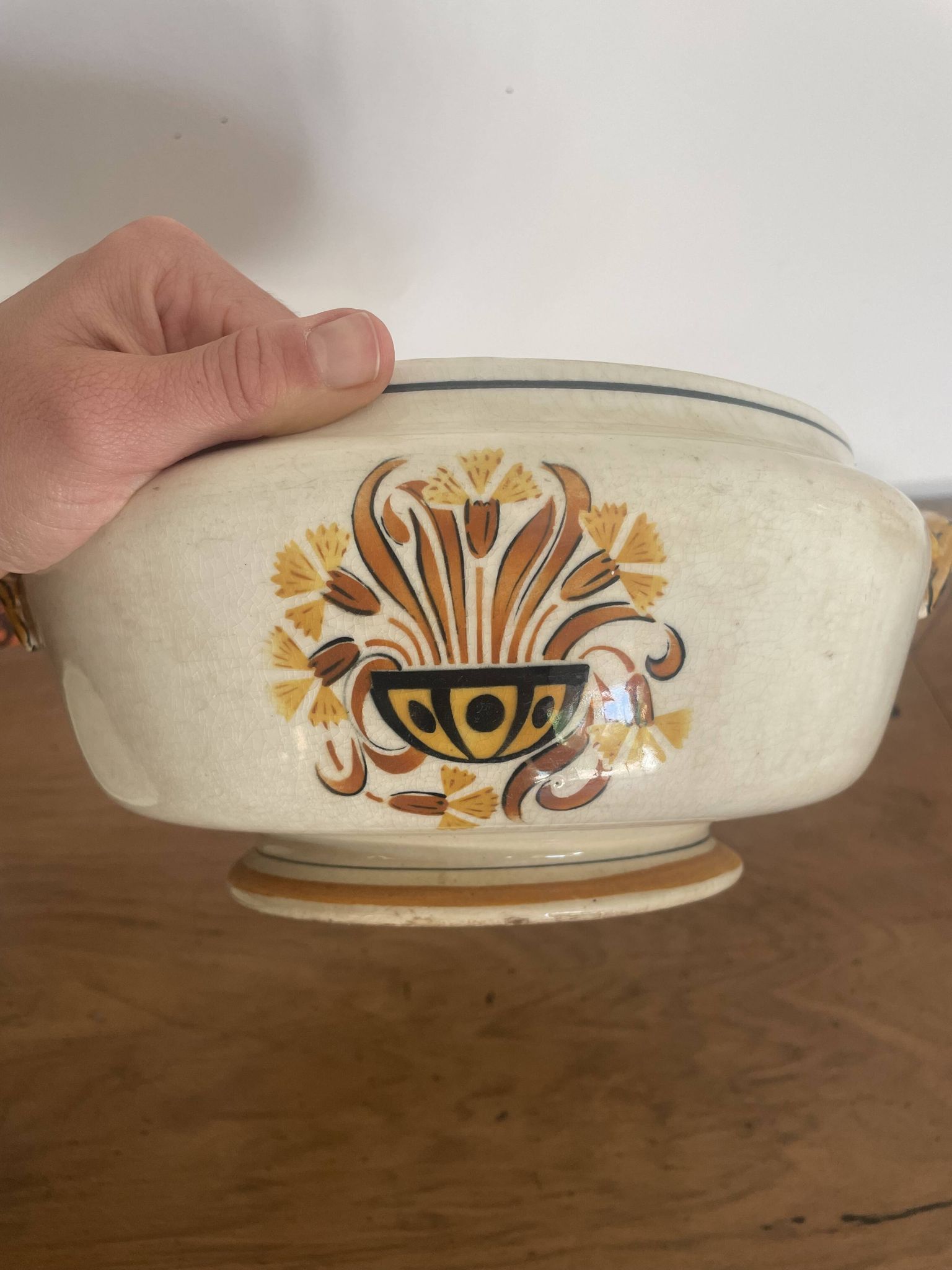 Antique soup tureen Creil and Montereau model "Oeillet"