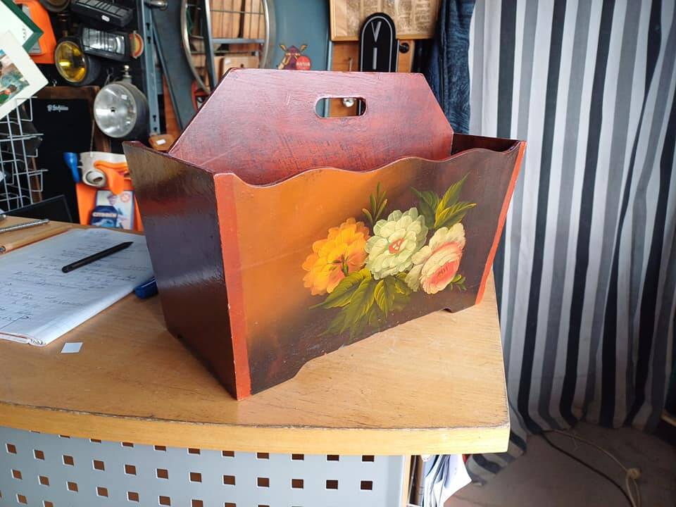 Beautiful vintage wooden magazine rack