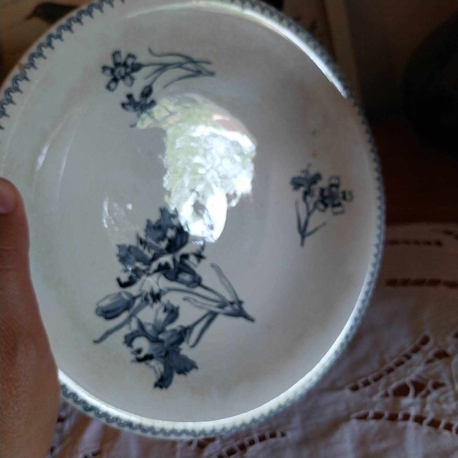 Old iron earth fruit bowl Sarreguemines