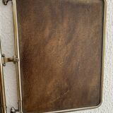 Vintage 1930s Art Deco triptych barber's mirror with brown lizard design - 26 x 61 cm