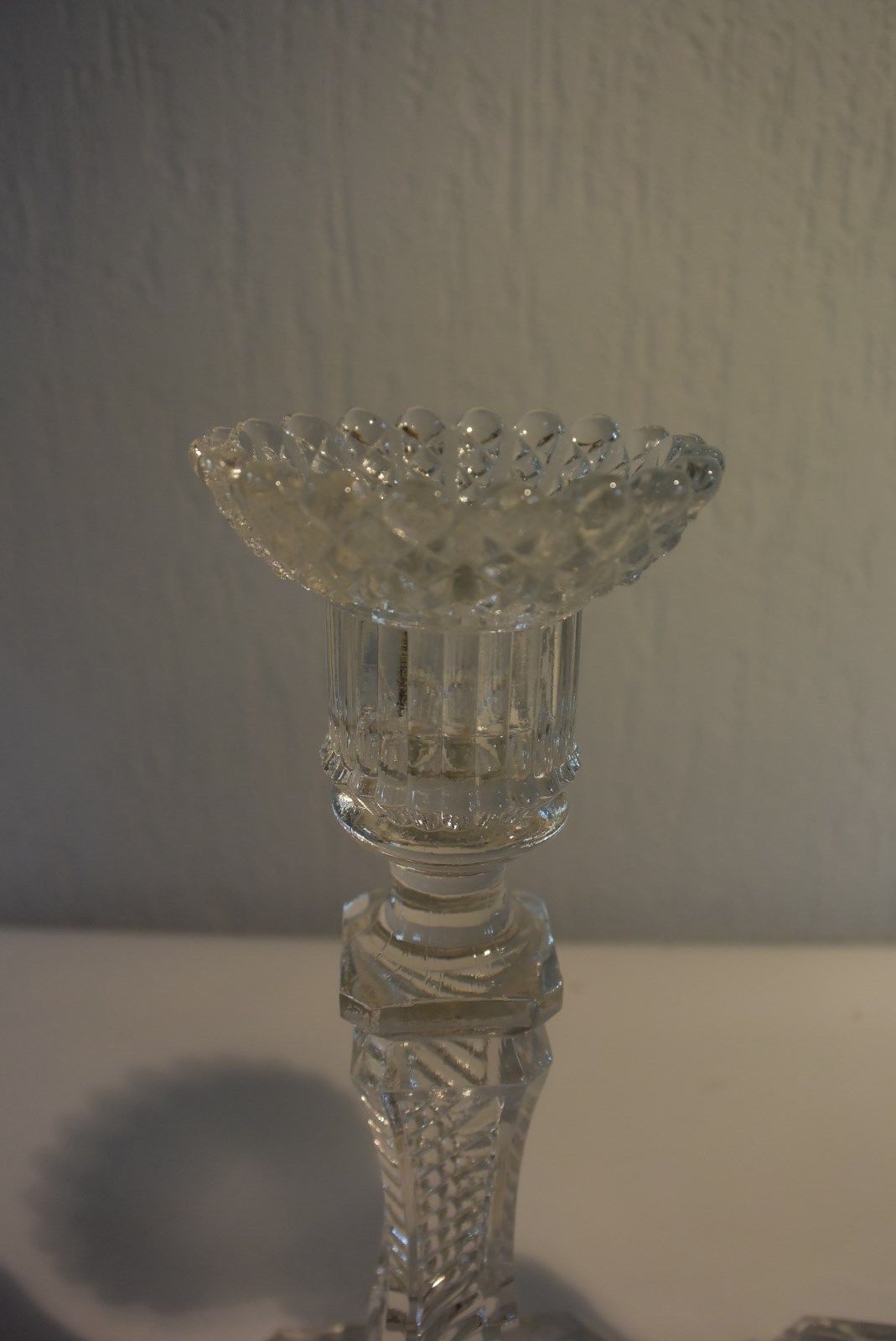 Pair of candlesticks semin worked crystal glass