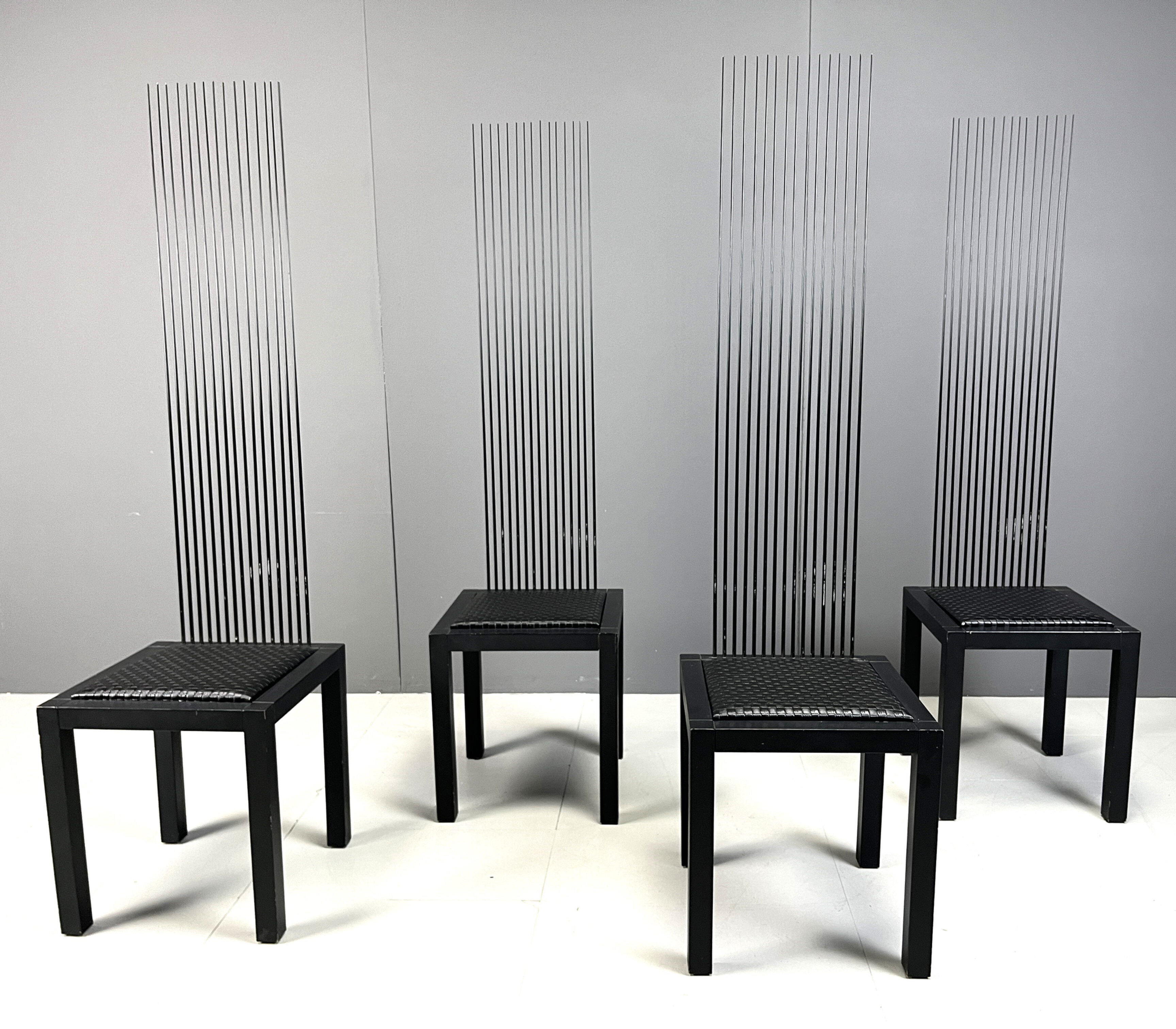 Vintage high back dining chairs, 1980s