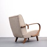 1930 Jindrich Halabala Bentwood Armchair in Beige Buckle