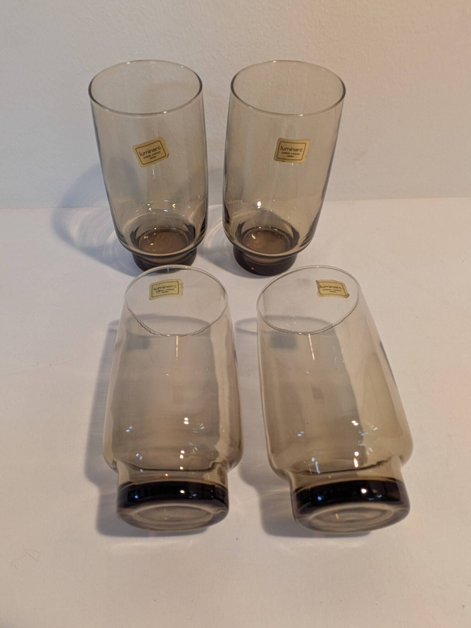 Set of 4 Luminarc vintage smoked glasses with black stems – Verrerie d’Arques Fran