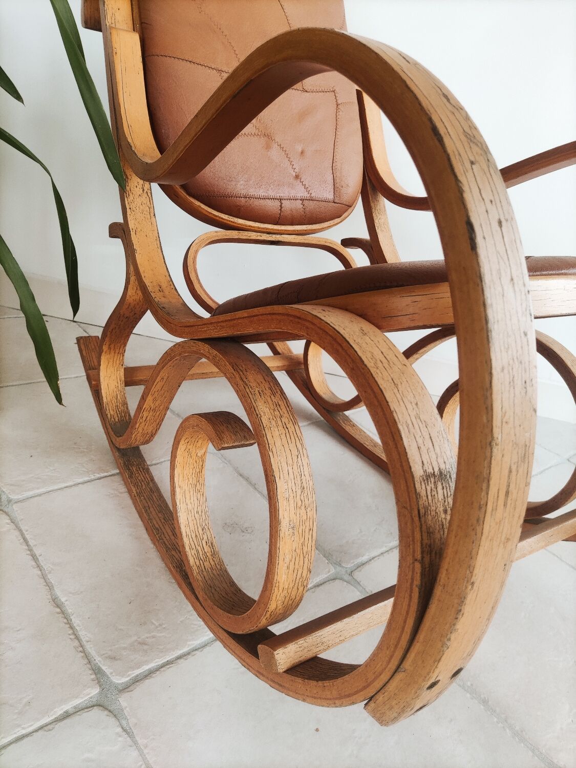 Rockingchair wood and leather