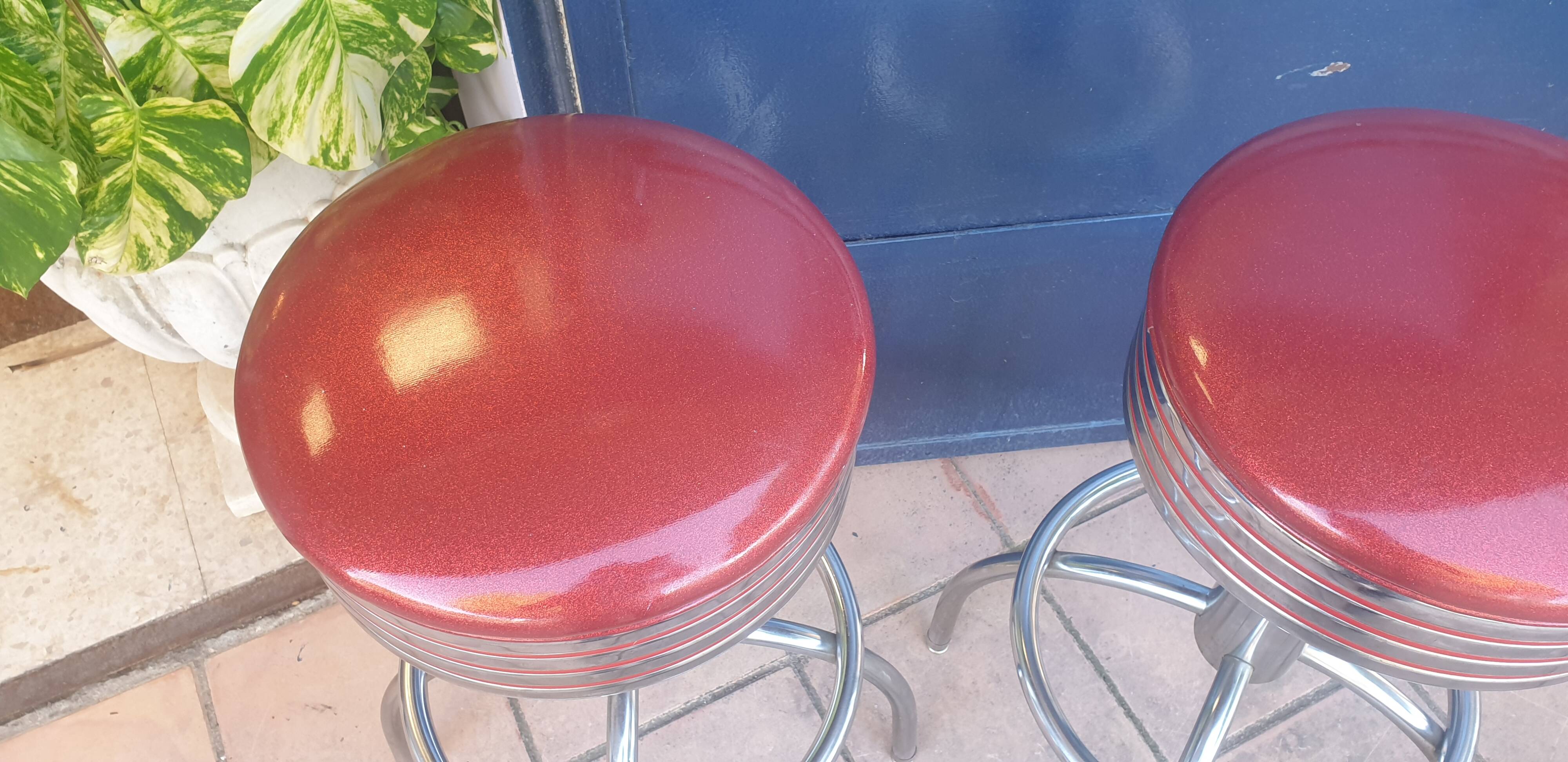 Paire de tabouret vintage fer et simili