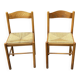 Paire de chaises en bois et paille – années 50-60