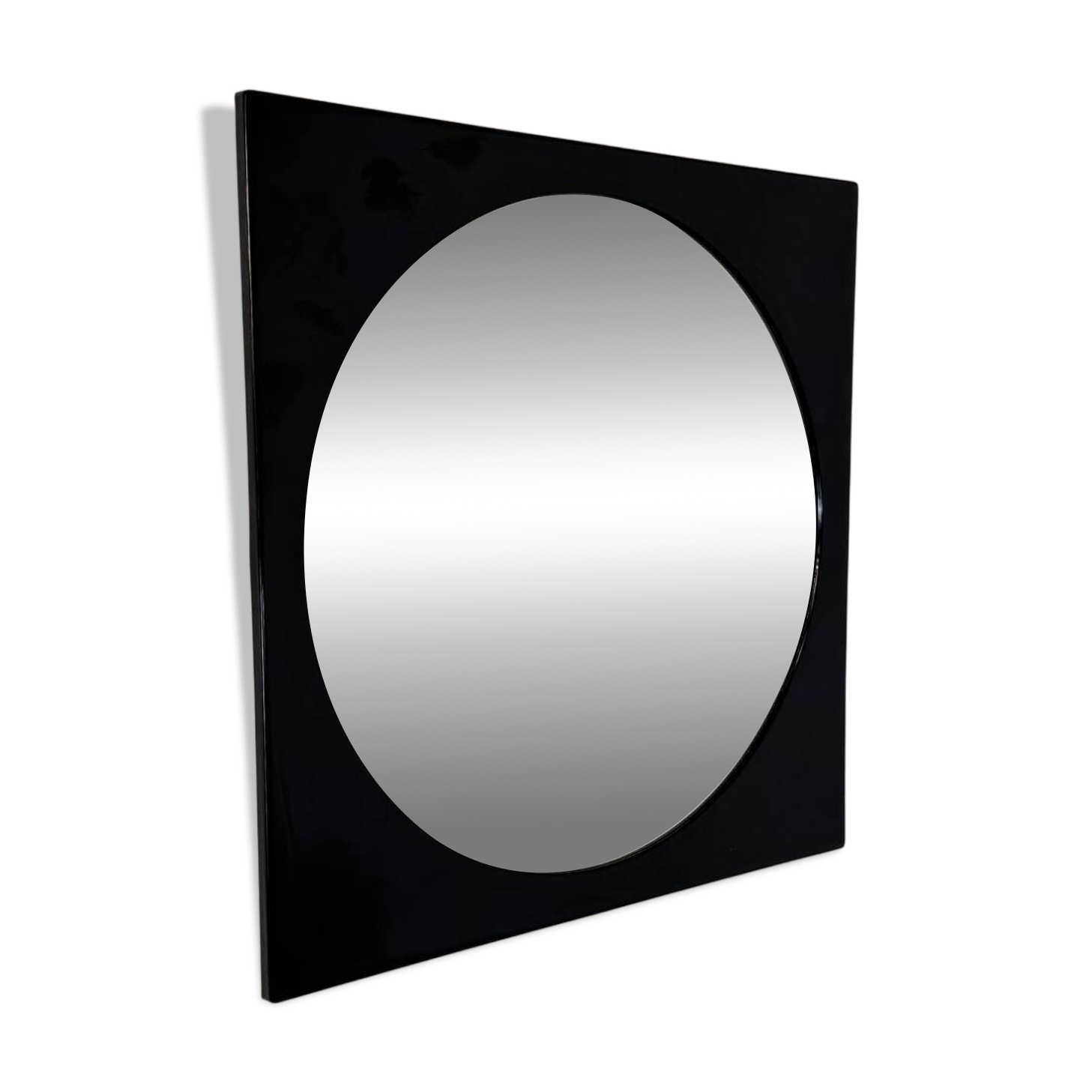 Miroir carré noir rare de style spatial italien par Colombini pour Kartell