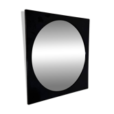 Rare Italian space age black square mirror by Colombini for Kartell