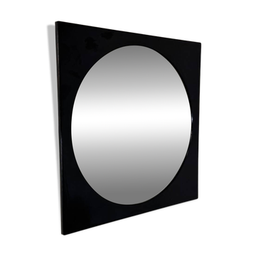 Miroir carré noir rare de style spatial italien par Colombini pour Kartell