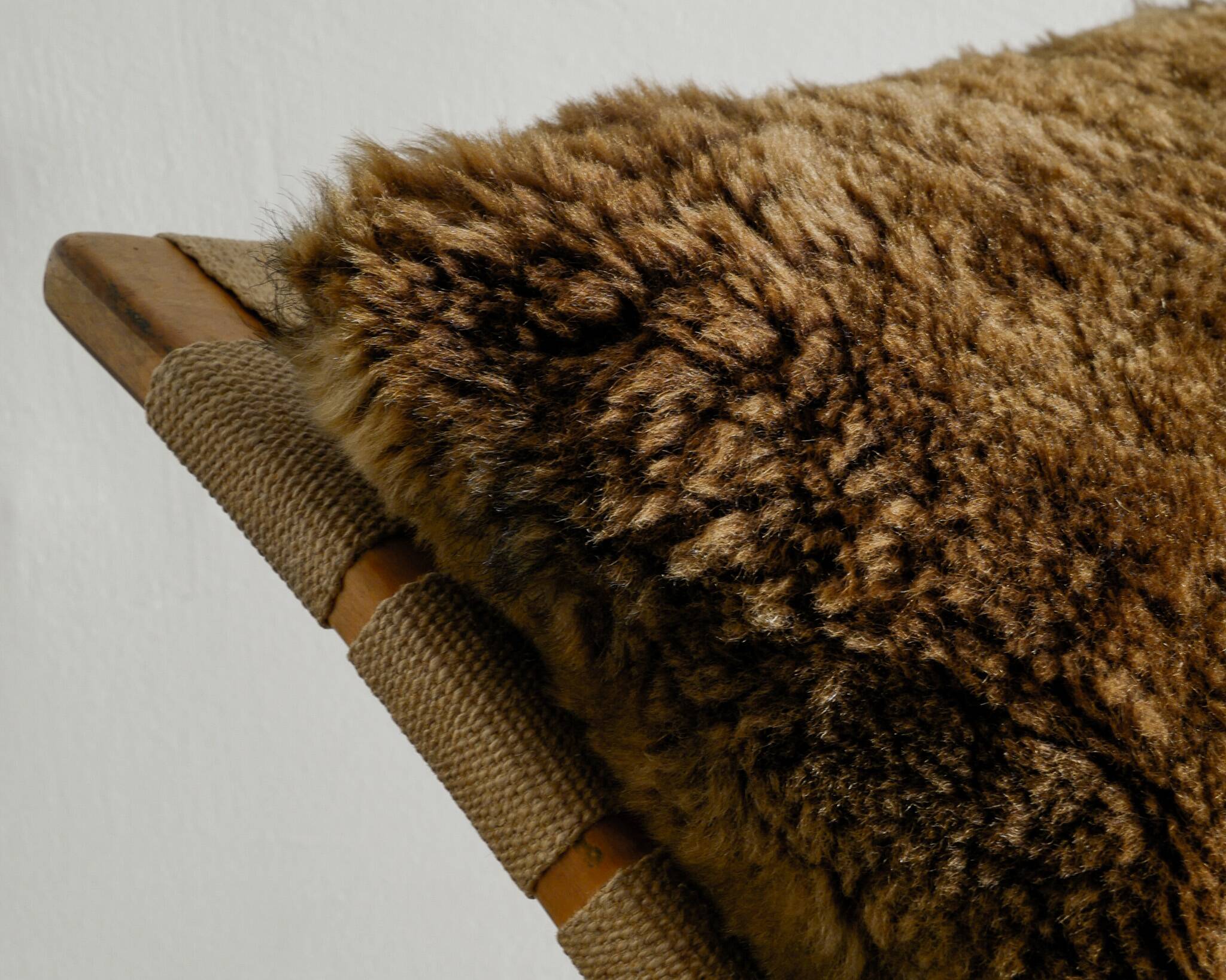 Swedish Mid Century Wooden Canvas Lounge Chair by Bruno Mathsson, 1940s