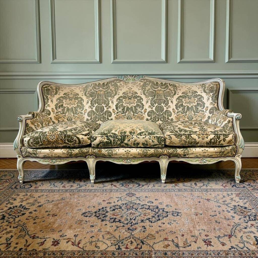 Vintage grey beige baroque armchair/sofa/lounge.
