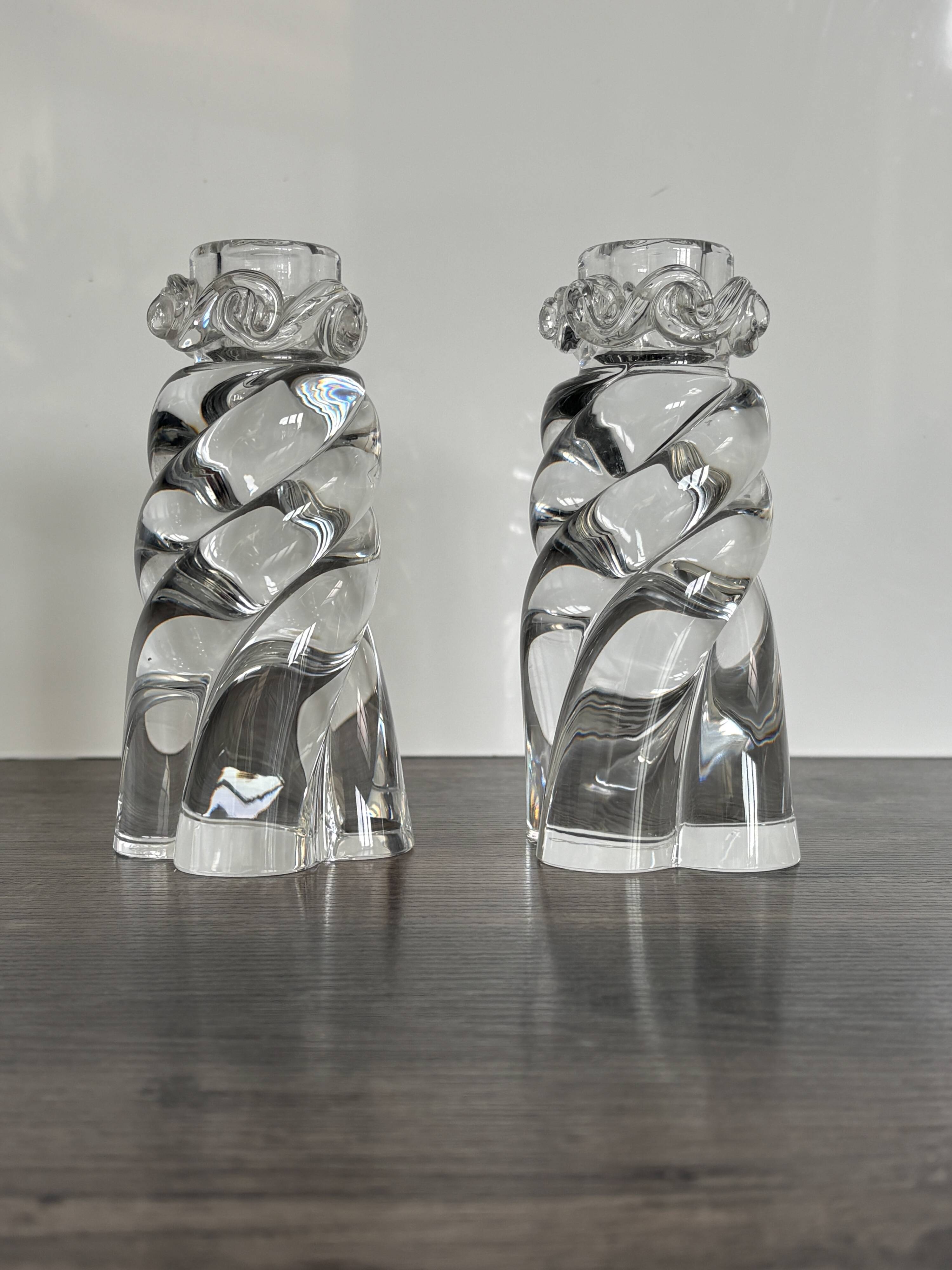 Pair of signed Baccarat Aladin candlesticks