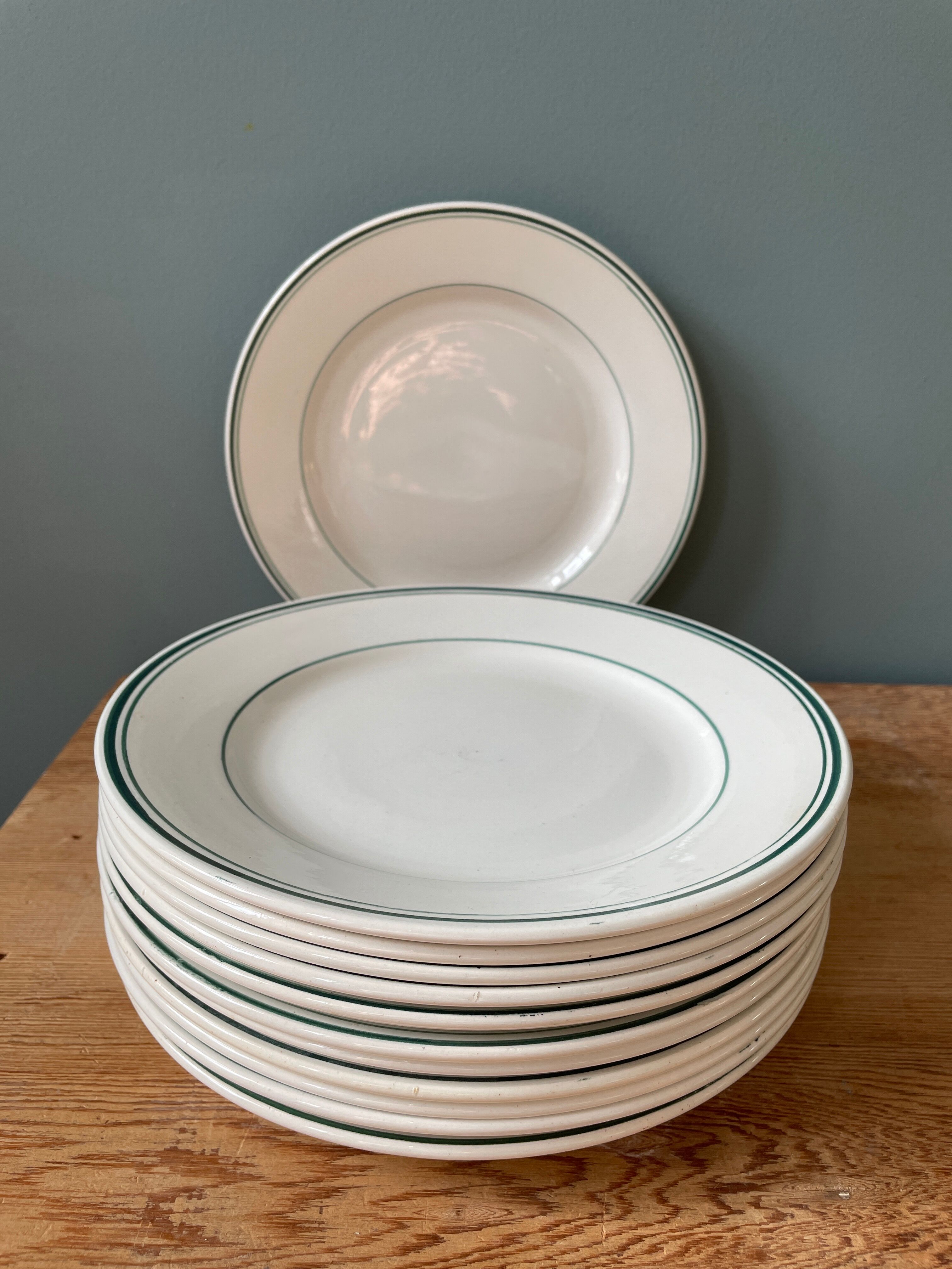 Set of 12 old flat plates in St Amand earthenware