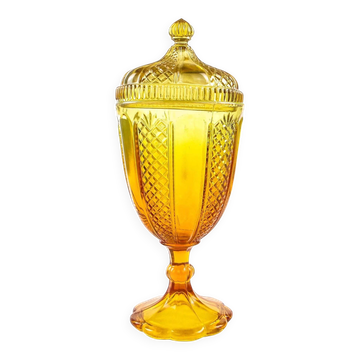 Art Deco bonbonniere, pressed glass, Ząbkowice, Poland, 1970s