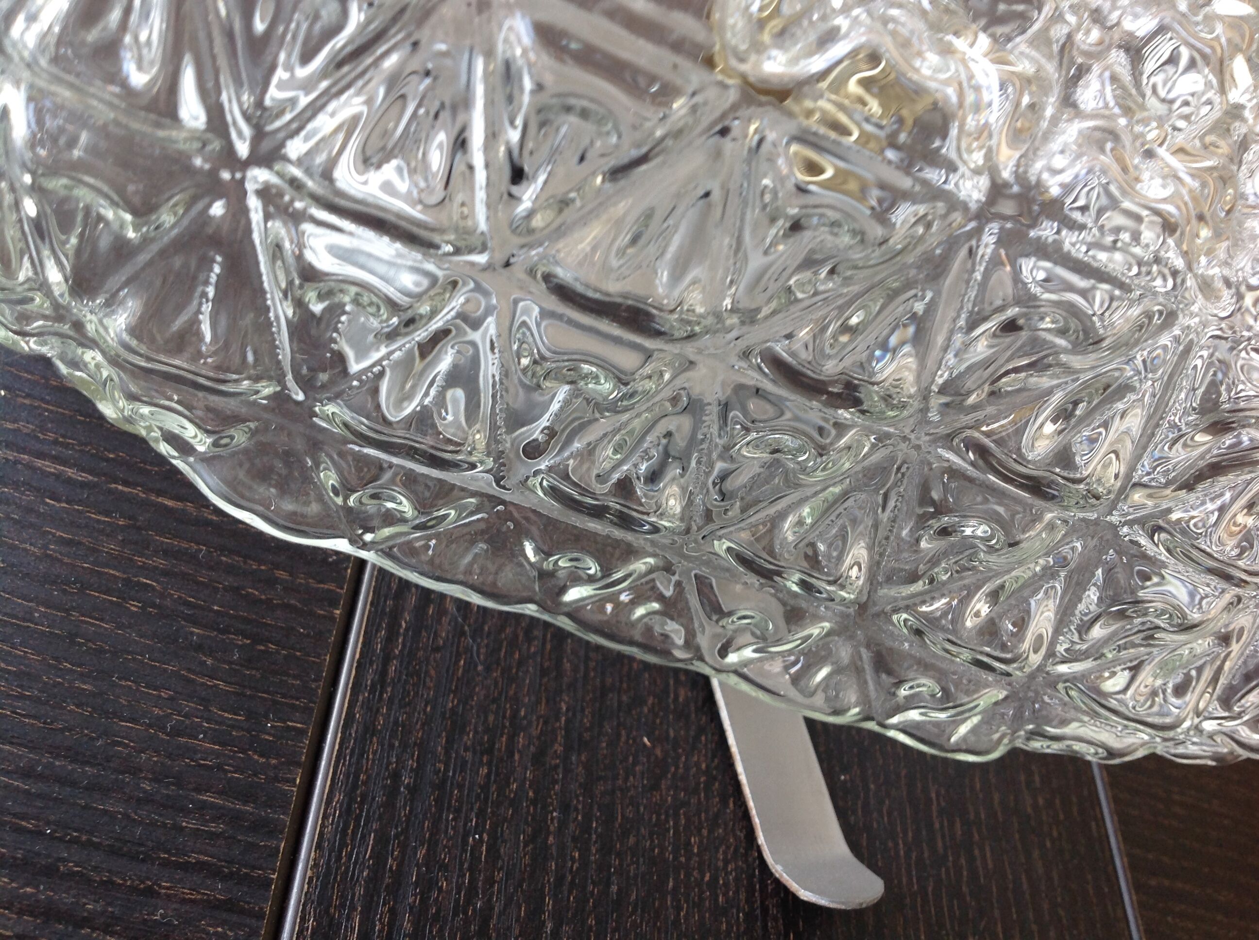Vintage 60-70s structured glass square ceiling light