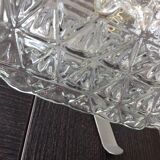 Vintage 60-70s structured glass square ceiling light