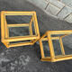 Pair of rattan and glass side tables – 1970s vintage style