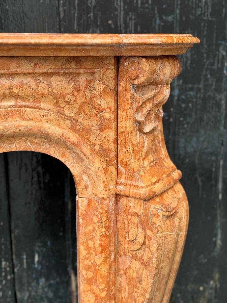 Louis XV Style Fireplace In Red Verona Marble Circa 1880