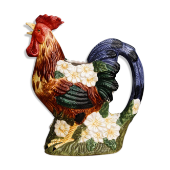 Carafe, pichet coq en barbotine