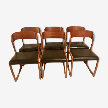 Suite de 6 chaises Baumann modèle traineau