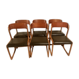 Suite de 6 chaises Baumann modèle traineau