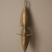 Brass mask tribal ethnic wall decoration object vintage African art handmade sculpture