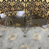 Table basse 1970 en inox et verre