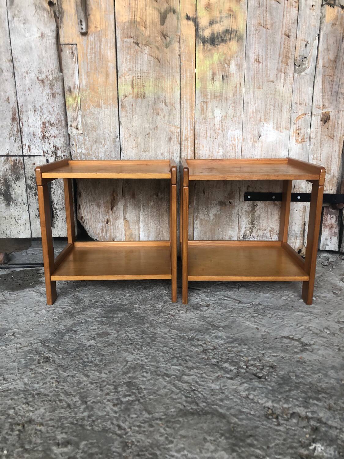 Pair of Vintage Wood Bedside Table #A320