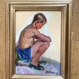 Oil painting on cardboard signed dimensions: height -42cm- width -33cm-