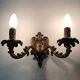 Old bronze wall lamp with 2 candles, years 50/60