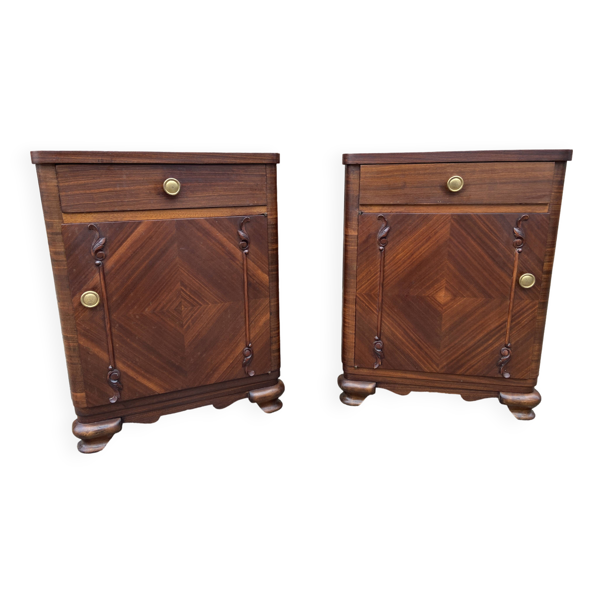 Paire de chevets Art Deco vintage 1950s