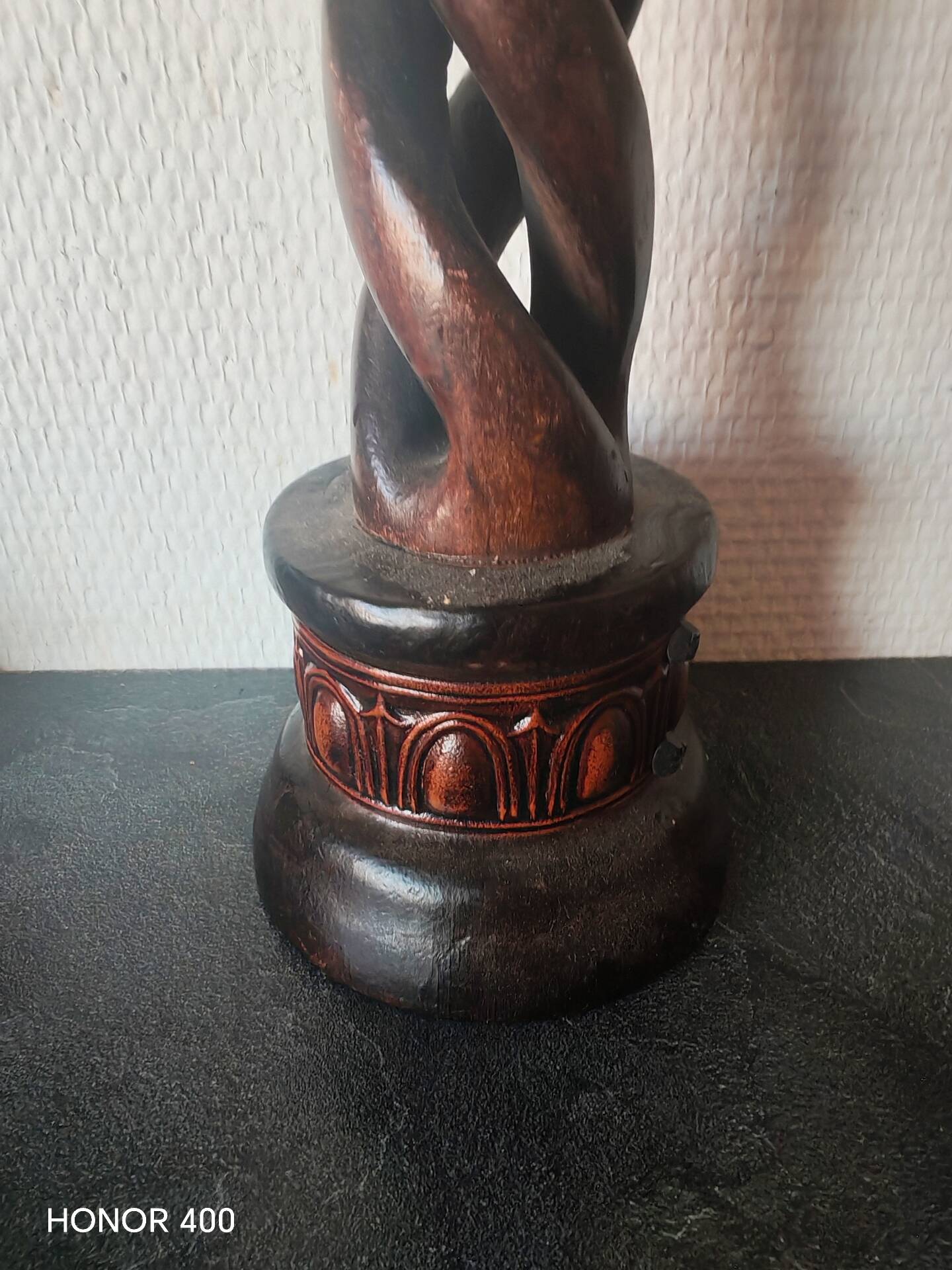 Vintage twisted wooden candlestick