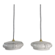 Pair of glass pendant lamps from clichy