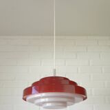 Vintage Scandinavian Design Hanging Lamp / Red Plastic Pendant Light 1970's
